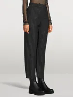 Cropped Wool Trousers Stripe Print