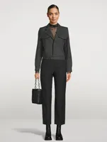 Cropped Wool Trousers Stripe Print