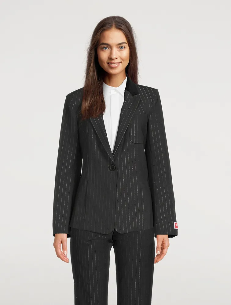 Fitted Blazer Stripe Print