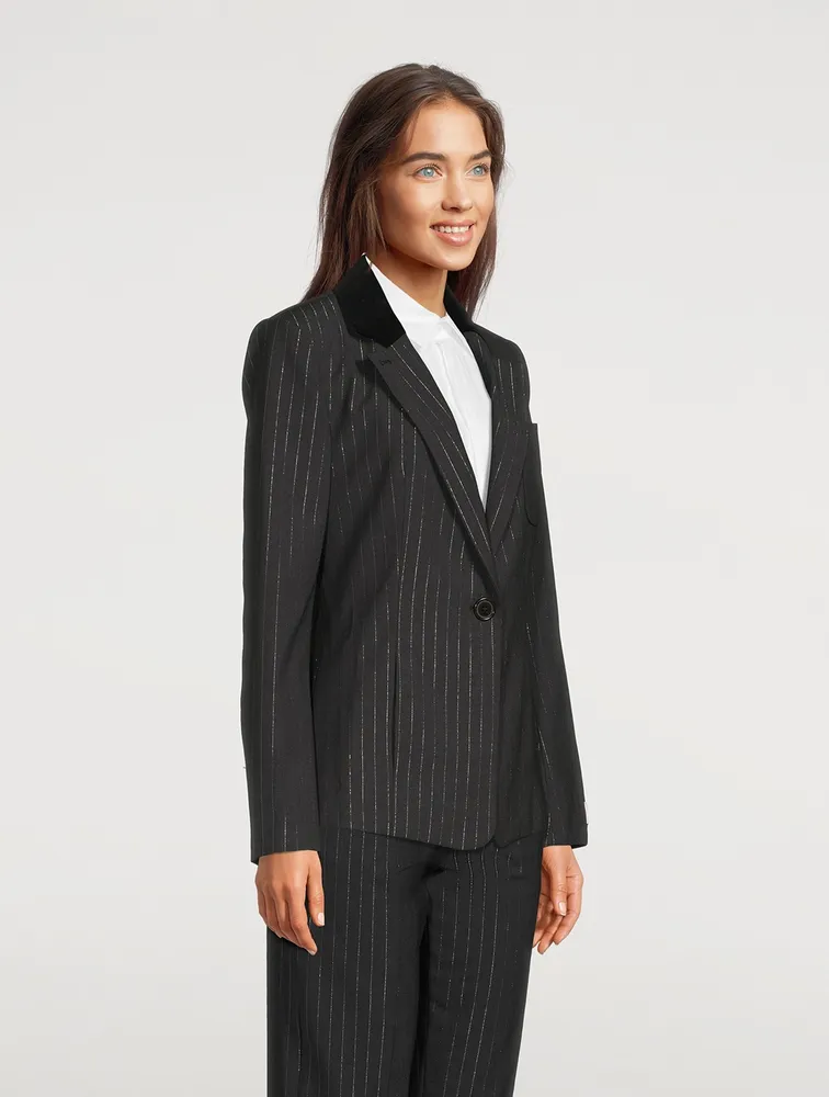 Fitted Blazer Stripe Print