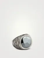 Ara Burnished Silver Ring With Hematite