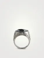 Ara Burnished Silver Ring With Hematite