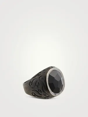Ara Oxidized Silver Ring With Onyx