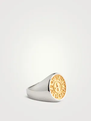Moneta Silver And 18K Yellow Gold Ring