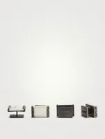 Ara Tuxedo Silver Rectangular Cufflinks With Howlite