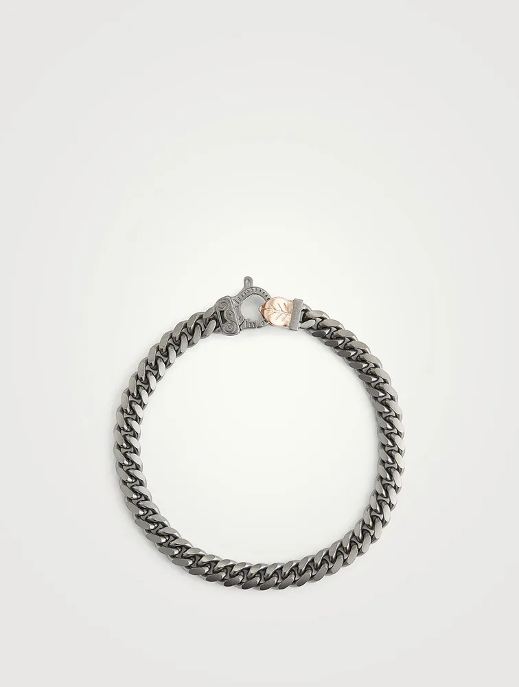 Flaming Tongue Matte Burnished Silver Chain Bracelet