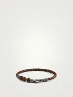 Lash 3 Beaded Brown Leather Bracelet With Tiger Eye