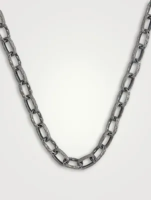 Warrior Oxidized Silver Link Necklace