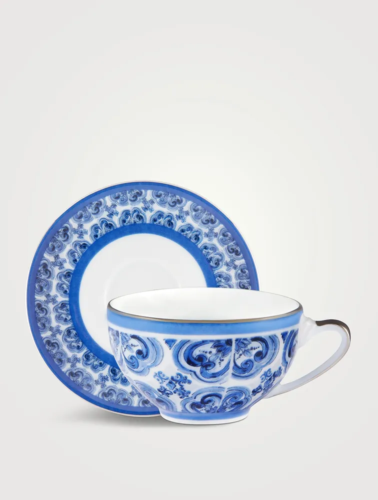 Blue Mediterraneo Fiore Piccolo Espresso Cup And Saucer Set