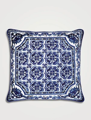 Blue Mediterraneo Velvet Cushion, 24-Inch