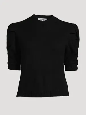 Ruched-Sleeve Recycled Cashmere Sweater