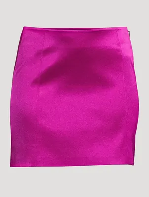 Seam Satin Mini Skirt