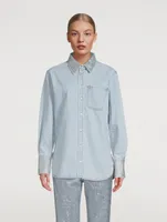 Embellished Oversized Denim Shirt