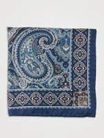 Silk Pocket Square In Paisley Print