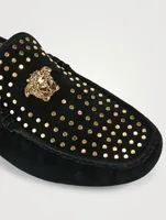 La Medusa Suede Studded Driver Shoes