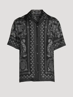 Barocco Silhouette Silk Short-Sleeve Shirt