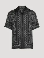 Barocco Silhouette Silk Short-Sleeve Shirt