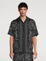 Barocco Silhouette Silk Short-Sleeve Shirt