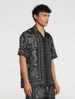 Barocco Silhouette Silk Short-Sleeve Shirt