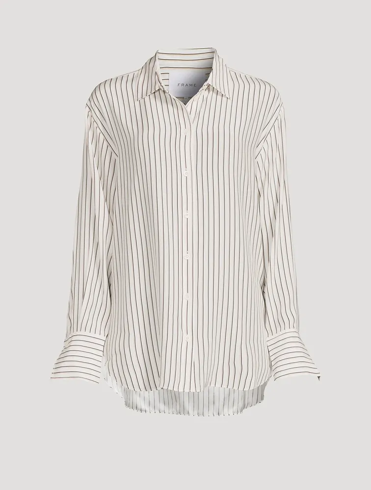 The Oversized Silk Shirt Stripe Print