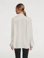 The Oversized Silk Shirt Stripe Print