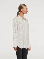 The Oversized Silk Shirt Stripe Print