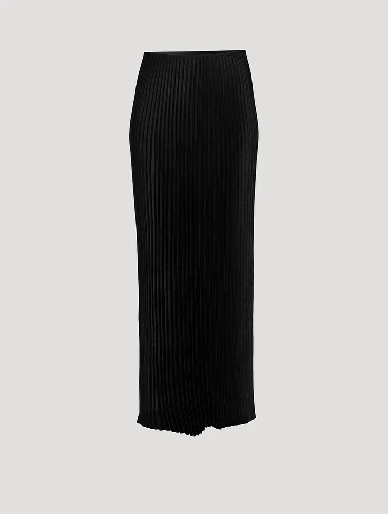 Plissé Satin Maxi Skirt