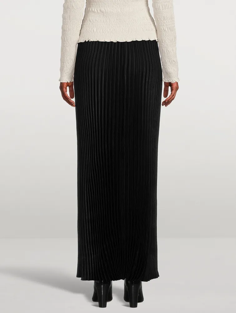 Plissé Satin Maxi Skirt