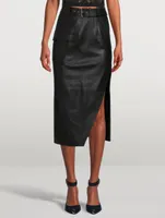 Asymmetric Leather Pencil Skirt