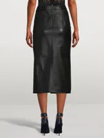 Asymmetric Leather Pencil Skirt