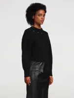 Eyelet Cocoon-Sleeve Wool Sweater