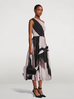Asymmetric Midi Dress Brushstroke Print
