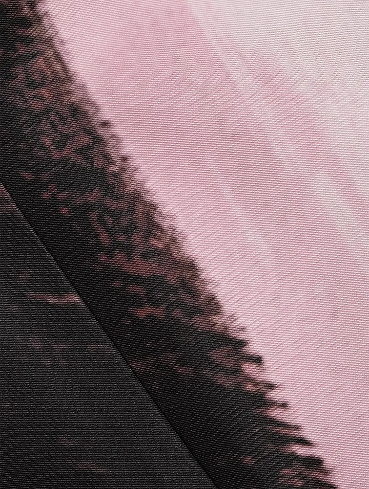 Asymmetric Midi Dress Brushstroke Print