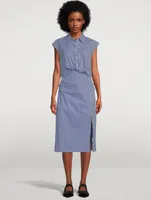 Twist Midi Dress Stripe Print