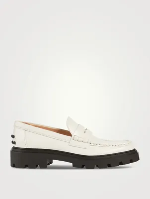Lug-Sole Leather Penny Loafers