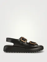 Leather Platform Slingback Sandals