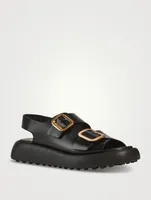Leather Platform Slingback Sandals