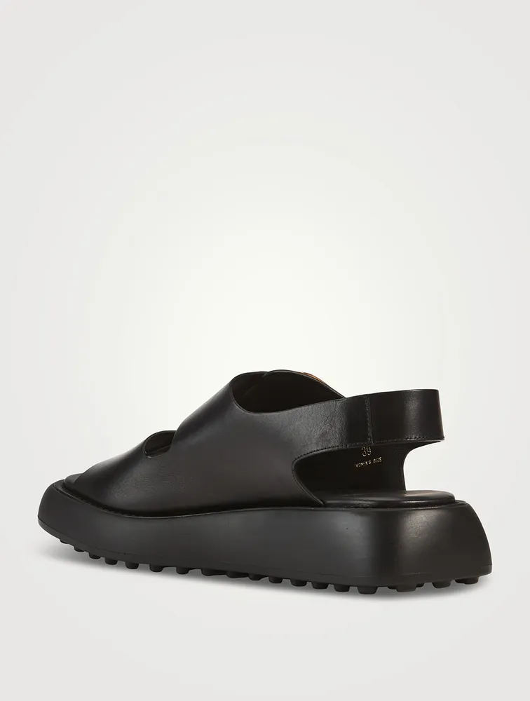 Leather Platform Slingback Sandals