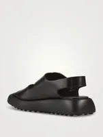 Leather Platform Slingback Sandals
