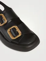 Leather Platform Slingback Sandals