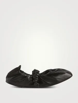 Scrunchie Leather Ballet Flats