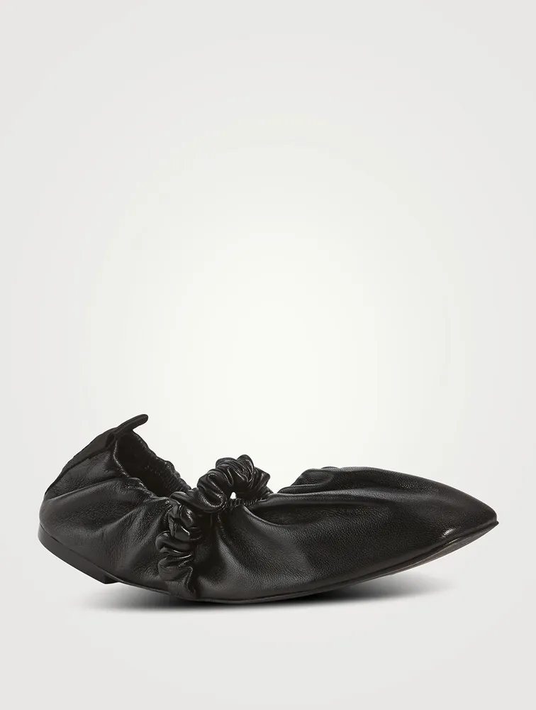 Scrunchie Leather Ballet Flats