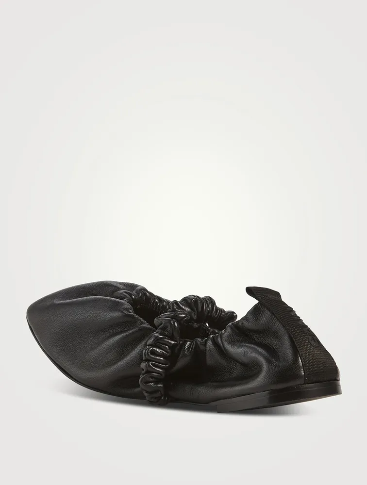 Scrunchie Leather Ballet Flats
