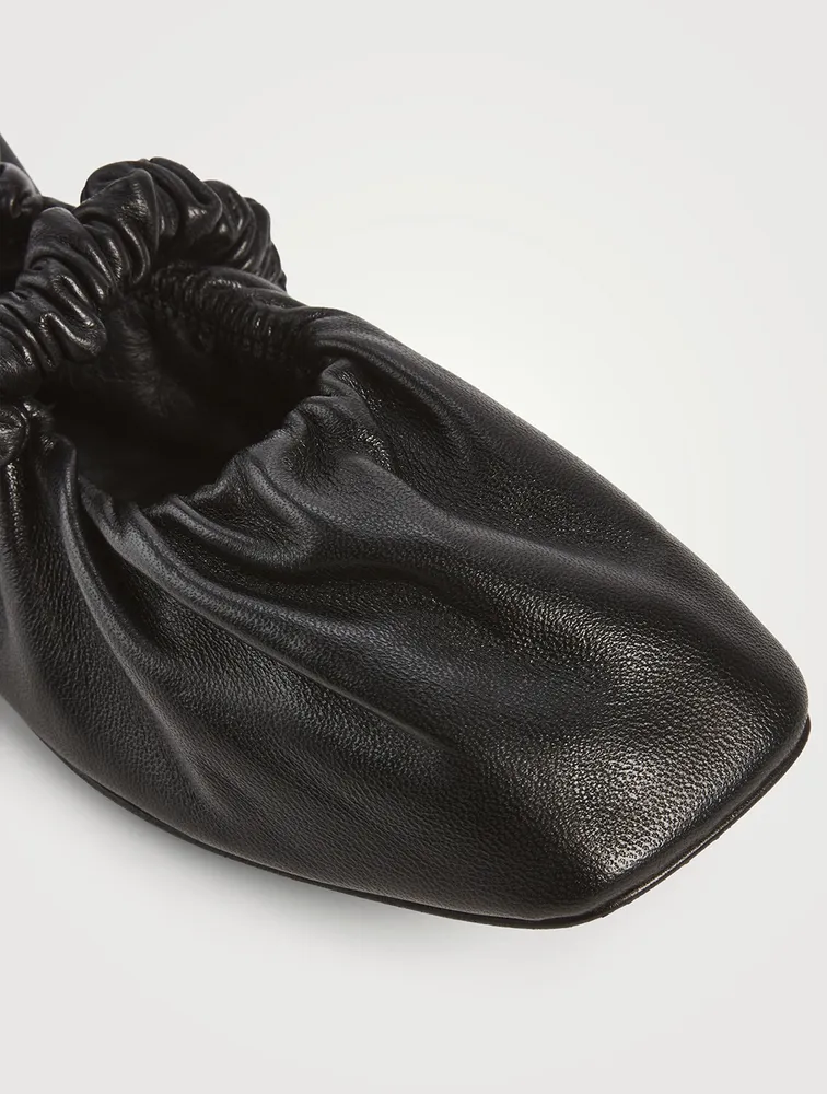Scrunchie Leather Ballet Flats