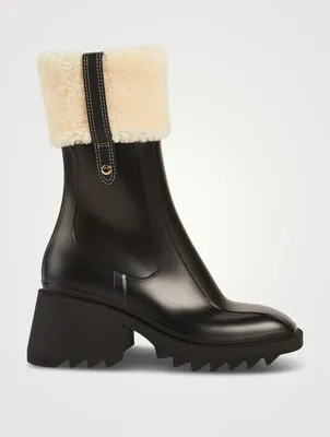 Betty Shearling-Trimmed PVC Heeled Rain Boots