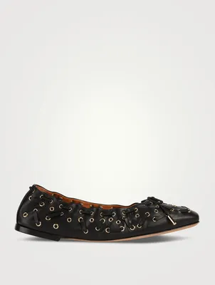 Oracia Eyelet Leather Ballet Flats