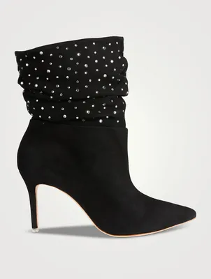 Genia Embellished Suede Ankle Boots
