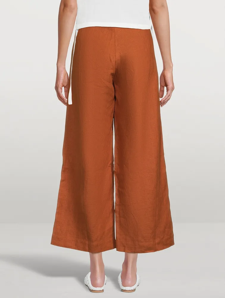 Louise Linen High-Waisted Wide Pants