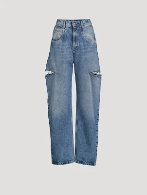 Slashed Wide-Leg Jeans