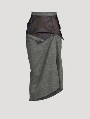 Herringbone Wool Midi Skirt